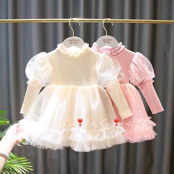 (sale) Váy len nhung phối ren cho bé gái, váy len công chúa cho bé
