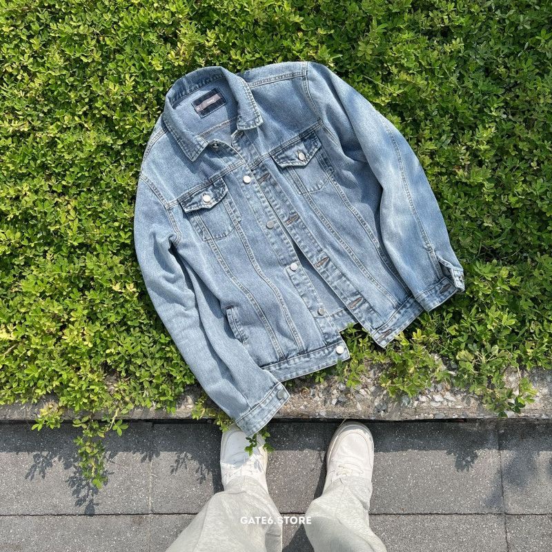 Áo Khoác bò Nam GATE6, khoác denim cổ bẻ túi nắp vải wash chính phẩm dáng regular Hàn Quốc - G0046