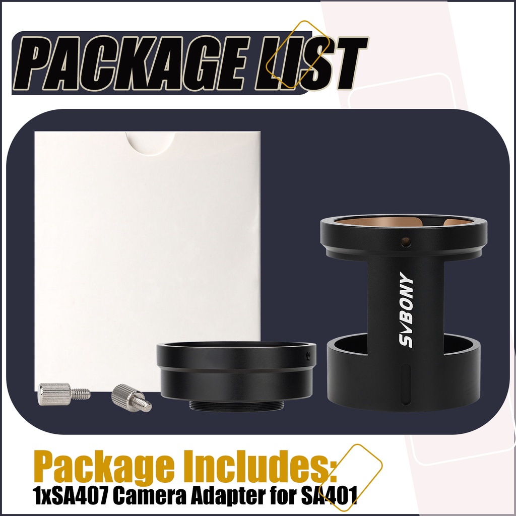 Bộ điều hợp ống camera SVBONY SA407 Tương thích với Phạm vi đốm SA401 để chụp ảnh phong cảnh động vật hoang dã chim