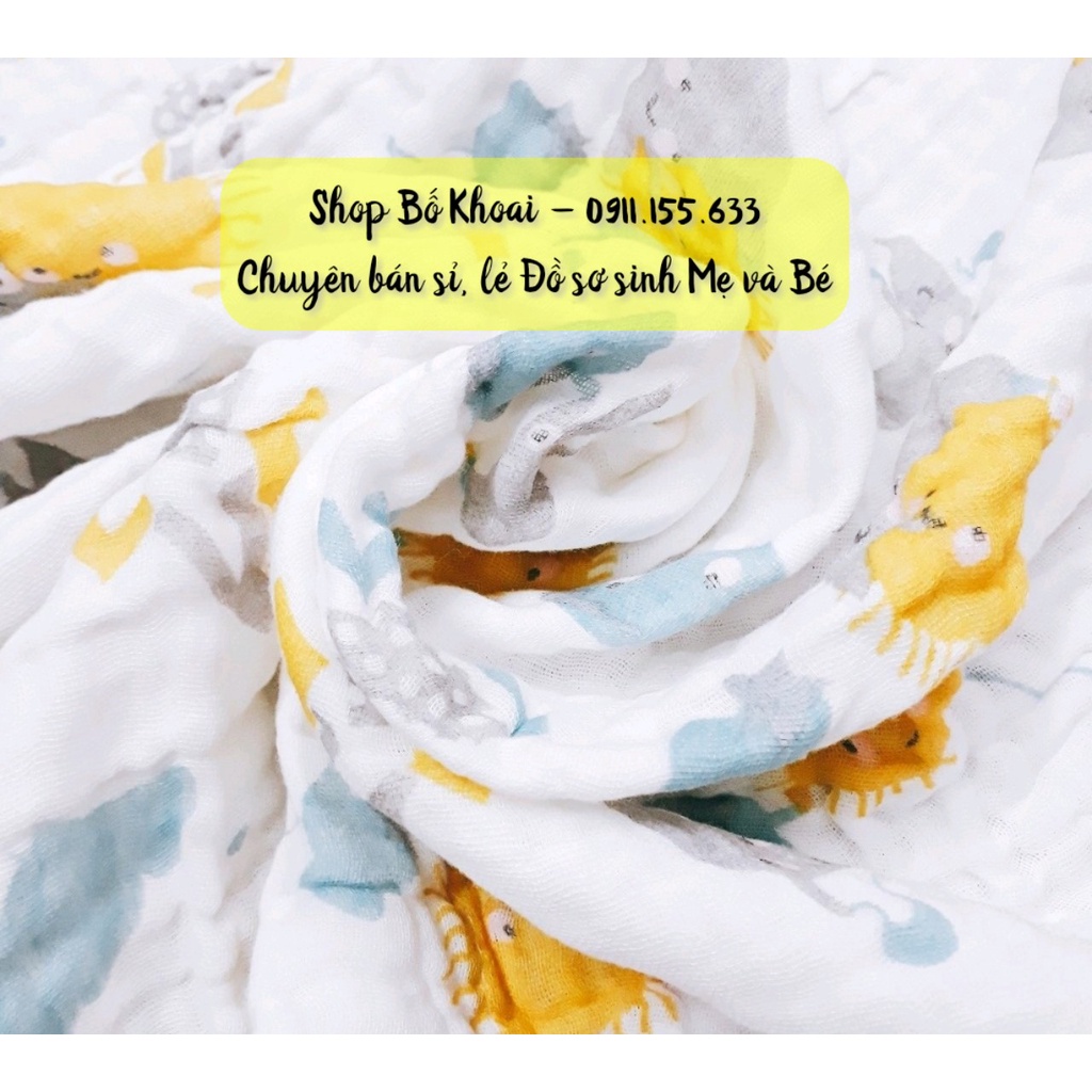 Khăn tắm xô nhăn 6 lớp siêu mềm, siêu thấm cho bé - Chăn xô nhăn 6 lớp đa năng  - Bố Khoai Store