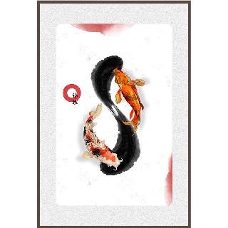 Tranh cá Koi phong cách Nhật Bản bóng kiếng hoặc canvas có khung BK_0009