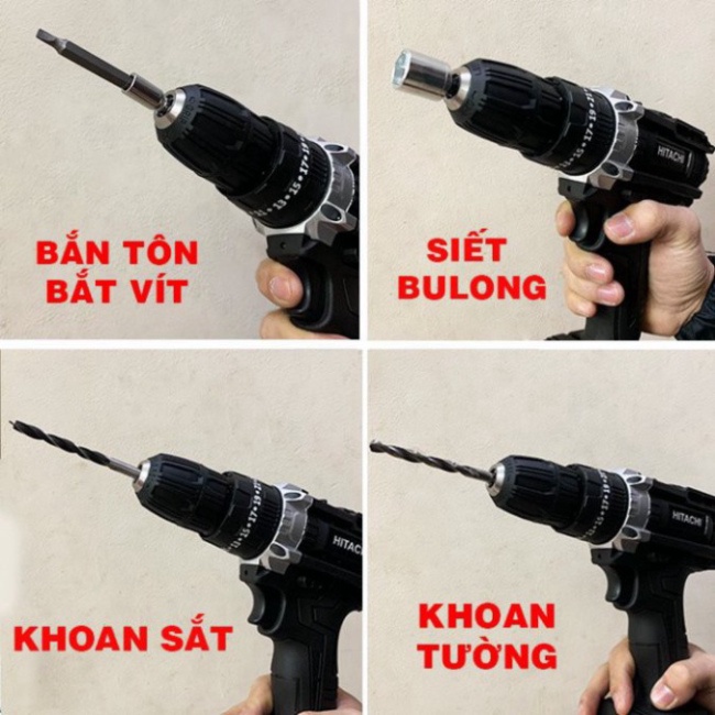 Máy Khoan Pin Hitachi 36V – 3 chức năng – Tặng Bộ Phụ Kiện 24 Chi Tiết – Máy Khoan Bắn Vít Cầm Tay | sẵn hàng|