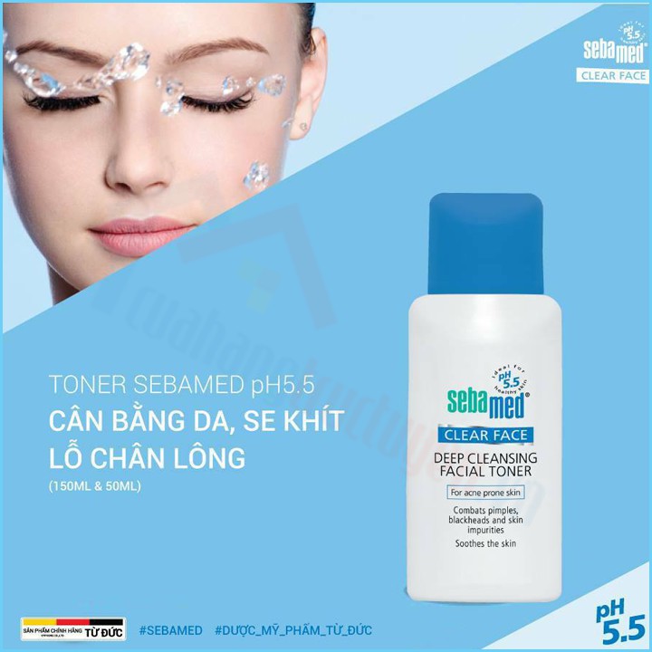 [CHÍNH HÃNG] Nước Hoa Hồng Cân Bằng Da Và Se Khít Lỗ Chân Lông Sebamed ph5.5 150Ml Đức