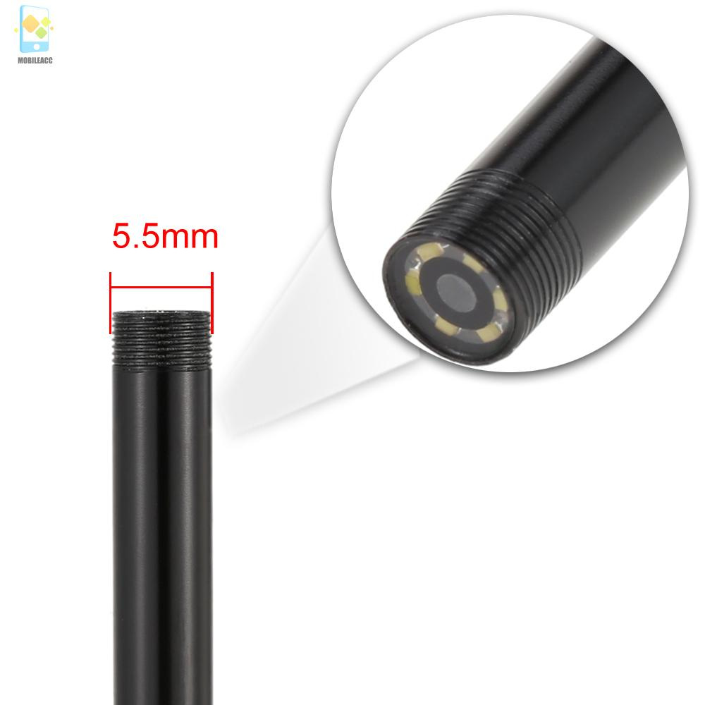 Camera Nội Soi Cầm Tay 5.5mm 1.5m 6 Bóng Led Điều Chỉnh Được 12 Giờ Cho Điện Thoại Android / Laptop