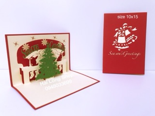 Thông -  Noel - Thiệp 3D ( mở 90 độ  size 10x15 )