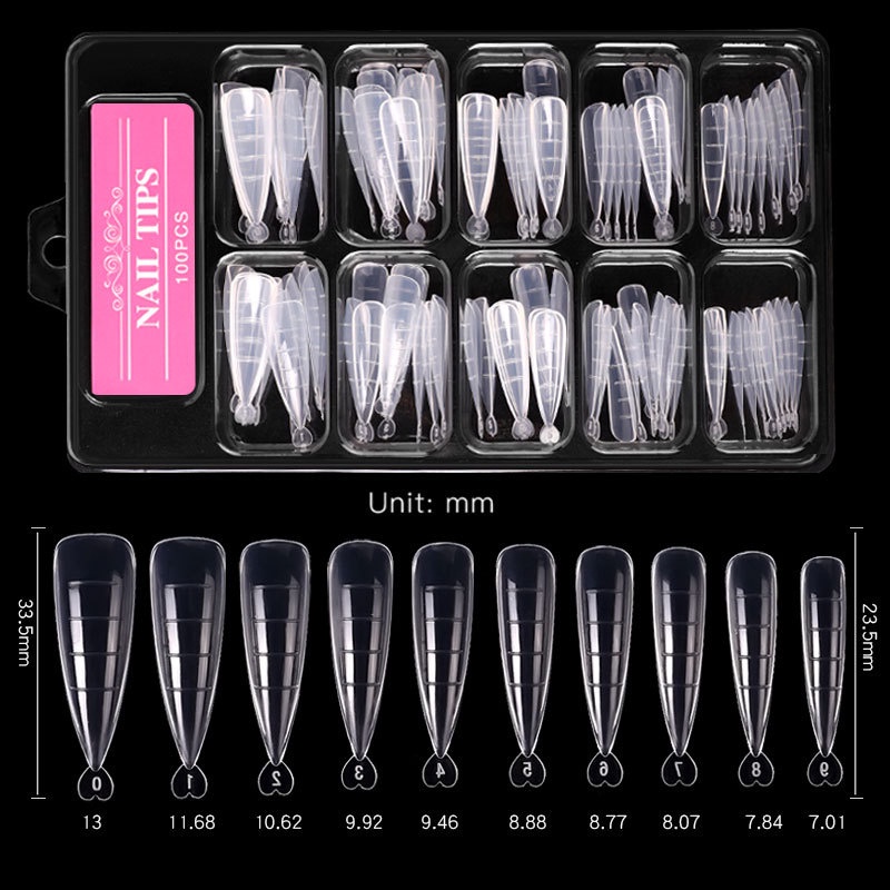 Set 100 Khuôn Pha Lê Nối Dài Móng Tay Nhanh Chóng Có Thang Đo Tiện Dụng