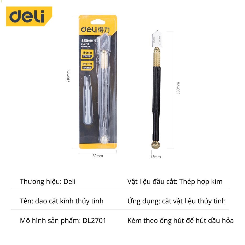 Dao Cắt Kính Thủy Tinh Deli 180mm Chất Lượng Cao - Lưỡi Dao Sắc Bén, Đường Cắt Gọn Đẹp, Thiết Kế Nhỏ Gọn - DL2701 .