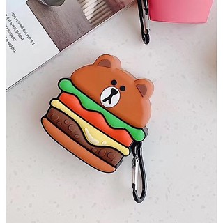Case AirPods 1/2 gấu Brown hamburger - Thỏ cony