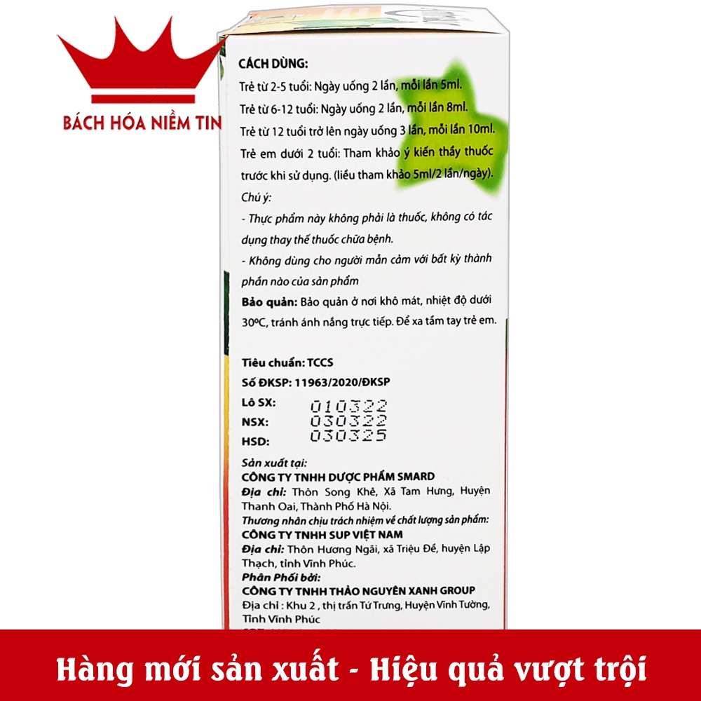 Siro ho Antrikor - giảm ho, tiêu đờm, cường phế, bổ phổi - thành phần thảo dược an toàn cho trẻ từ 1 tuổi - Hộp 100ml