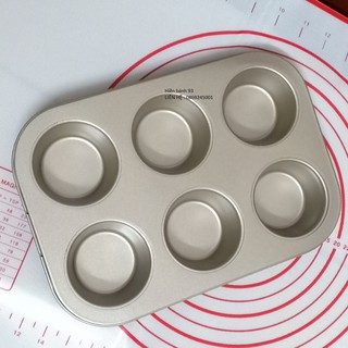 Khuôn cupcake 6 ô chống dính màu vàng