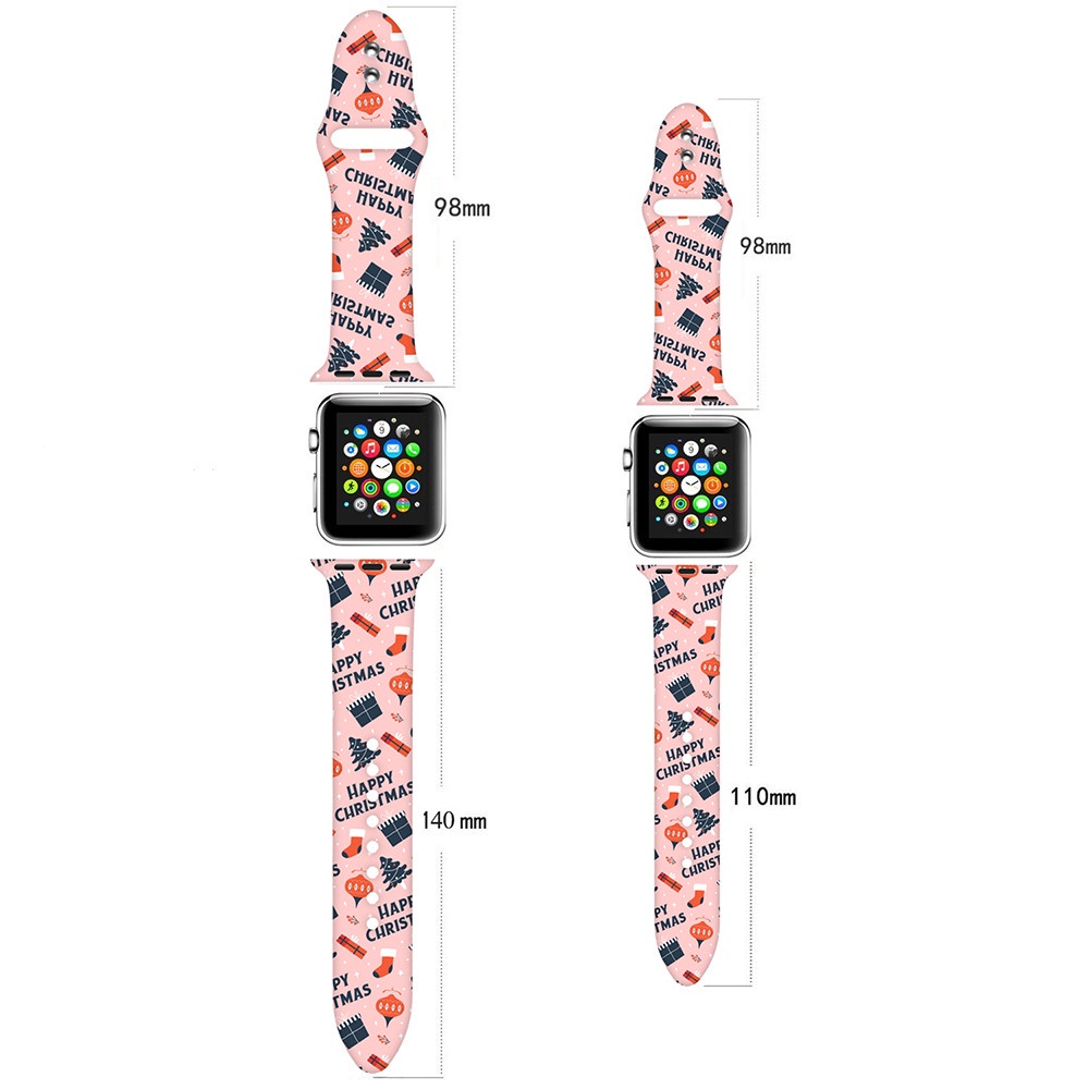 Dây Đeo Đồng Hồ In Họa Tiết Hoạt Hình Phong Cách Giáng Sinh 45 41 44 40 38 42Mm Cho iWatch 7 5 4 3 2 1 6 SE m