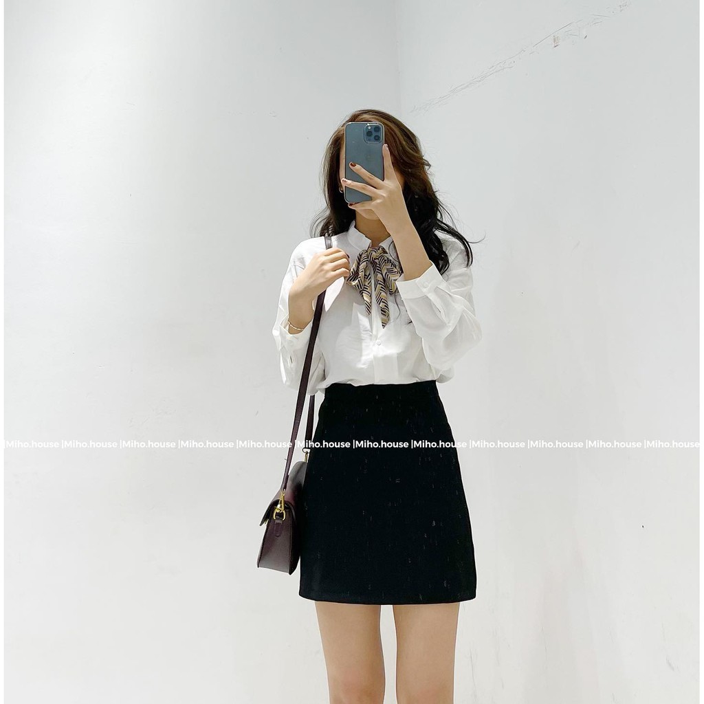Chân váy chữ A chất vải kaki có lót trong- Miho house