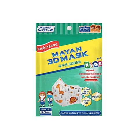 ✔️️️Khẩu trang 3D Mayan Thái Lan - Người lớn - Trẻ em - Hộp 10c