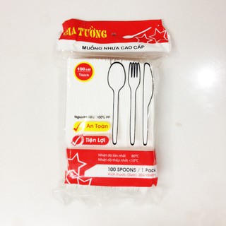 1 Bịch 100 Thìa nhựa Gia Tường dùng 1 lần