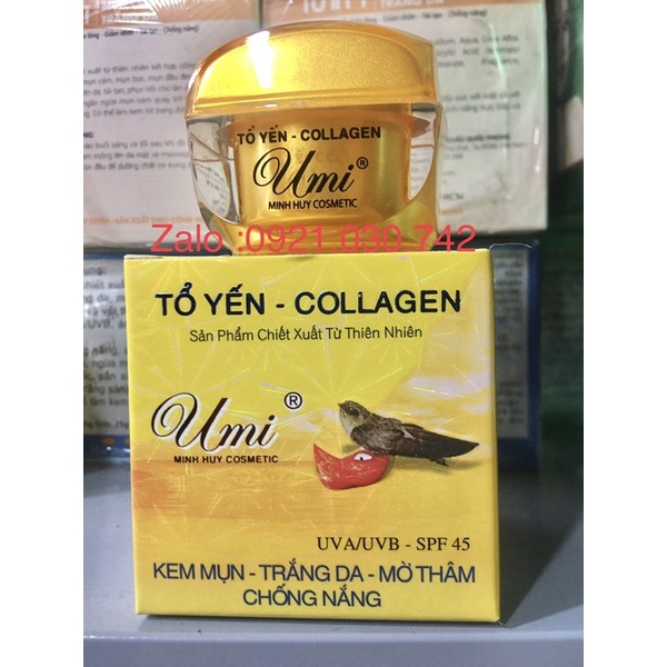 kem yến đỏ -collagen (umi) mụn,trắng da,mờ thâm,chống nắng  hủ 12g