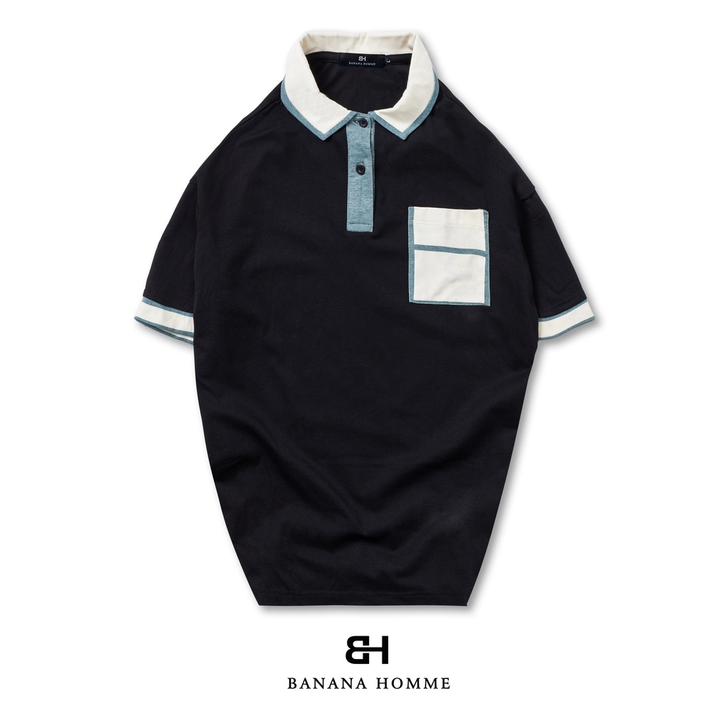 Áo Polo nam Banana Homme phối màu, áo phông nam cotton có cổ tay ngắn lỡ 2021