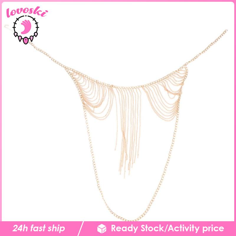 [Lovoski] Bikini Mắt Xích Kim Loại Tua Rua Cho Nữ