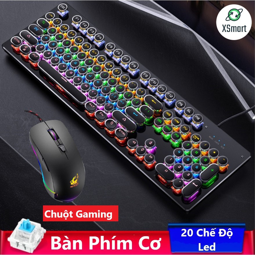 Bộ Chuột Gaming V6 Và Bàn Phím Cơ T907 Blue Switch Có 20 Chế Độ Led Khác Nhau Chiến Mọi Tựa Game PUBG, LOL - XSmart