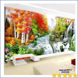 Tranh thêu phong cảnh chỉ thường đẹp 150x72Cm
