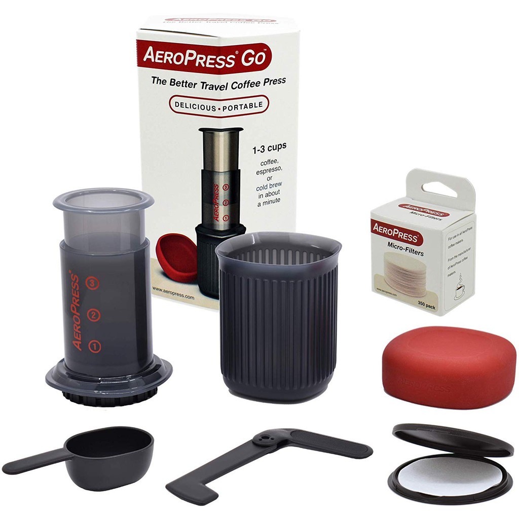 Dụng cụ pha cà phê Aeropress Go - tặng kèm cốc và 350 giấy - Chính hãng Made in USA