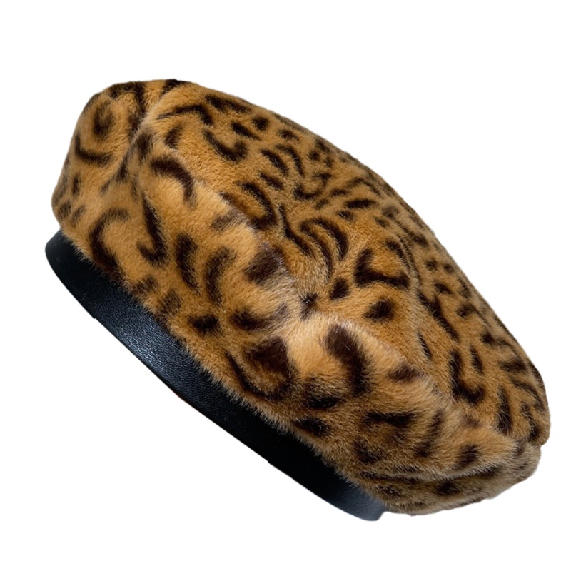 Mũ Beret Vải Lông Họa Tiết Da Báo / Ngựa Vằn Thời Trang Thu Đông