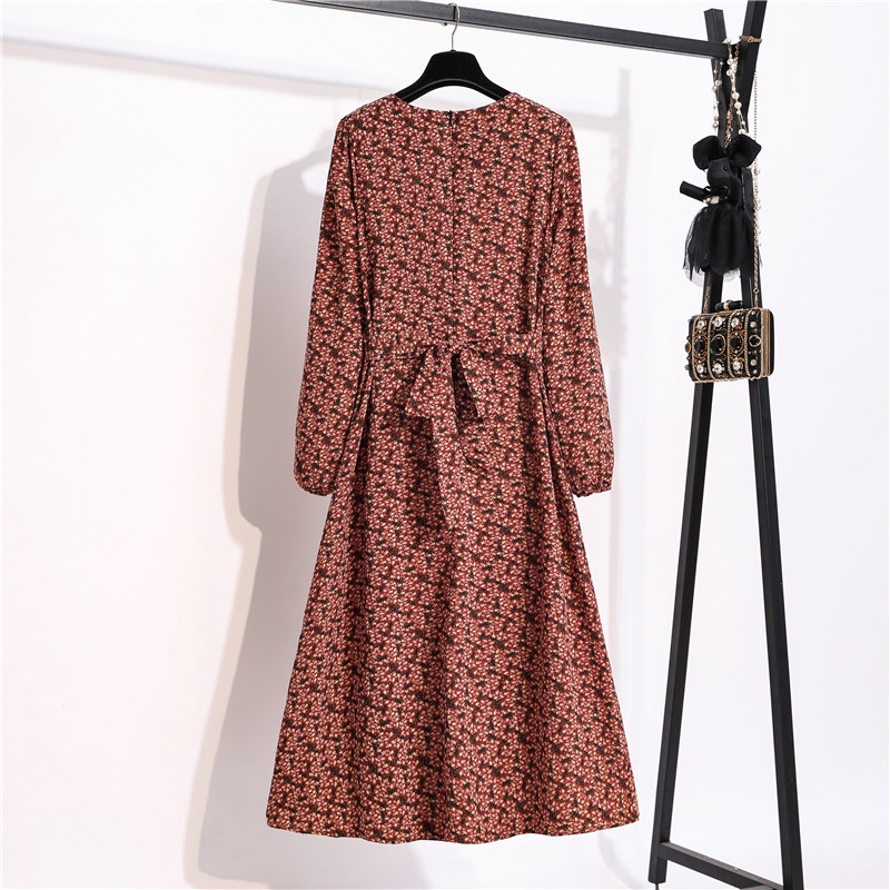 Đầm maxi dài tay in hoa màu vàng / xanh dương / kaki phong cách vintage thời trang 2020