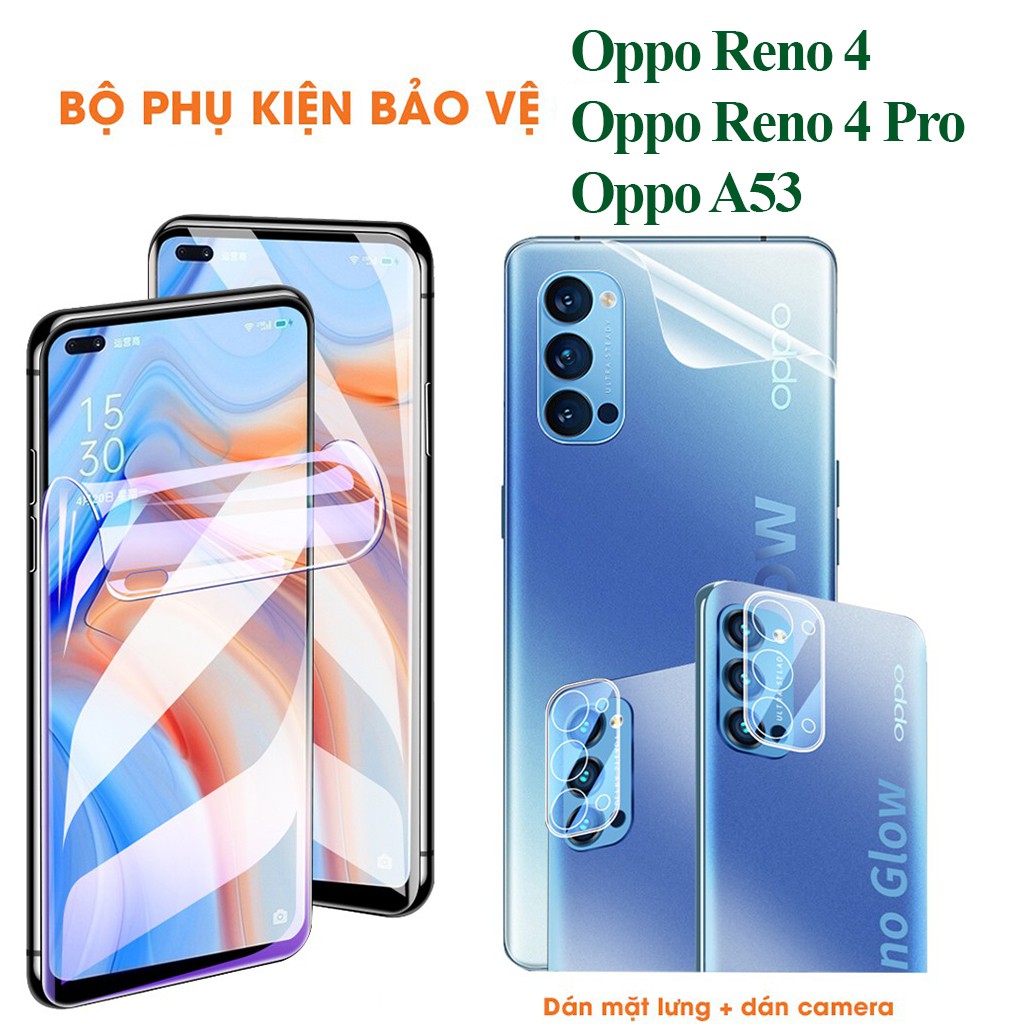 Miếng Dán Dẻo PPF Oppo Reno 4 / Reno 4 Pro / Oppo A53  Mặt trước + Mặt Sau + Camera Trong Suốt - Rất Dễ Dán Dán