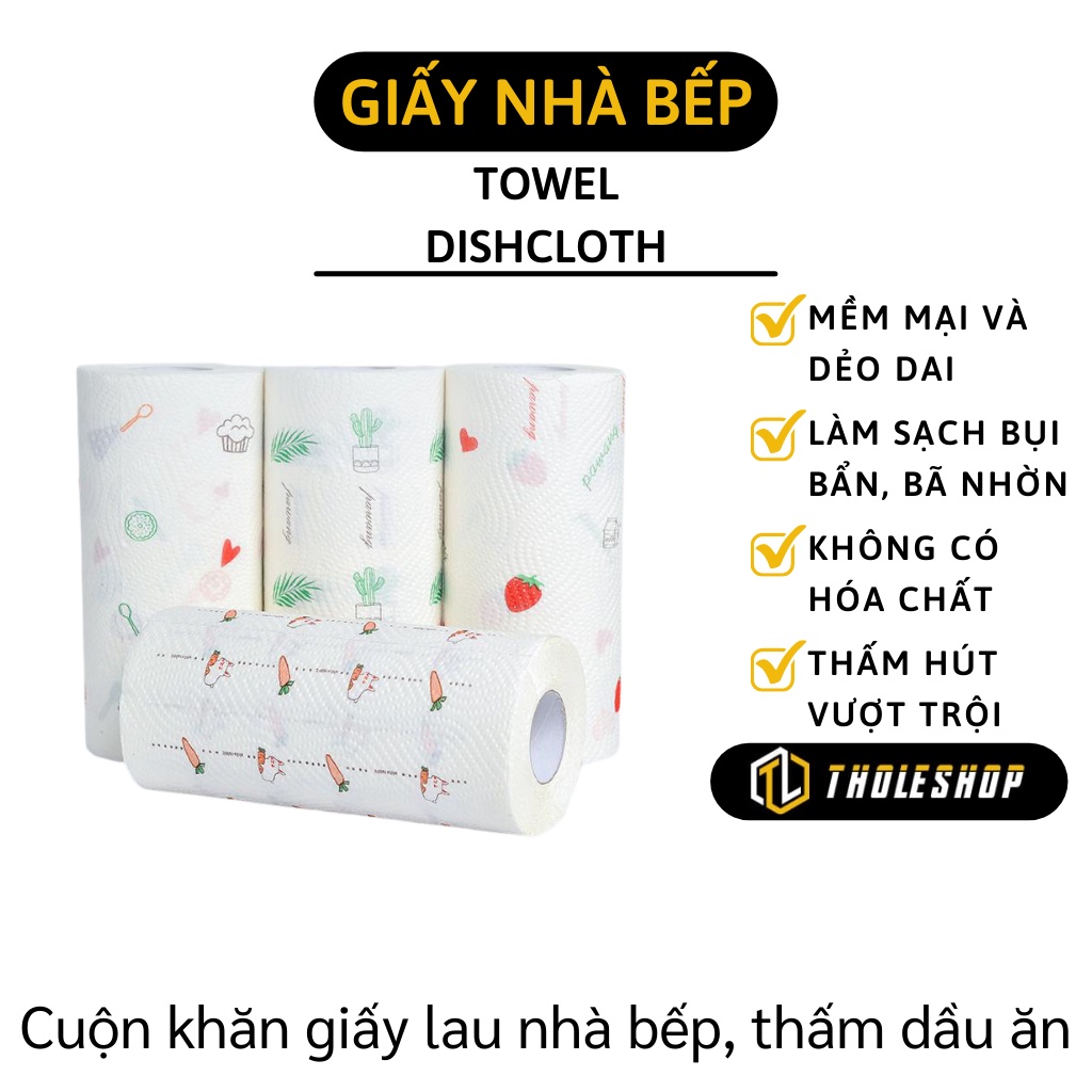 Giấy Nhà Bếp Thấm Dầu - Cuộn Khăn Giấy Thấm Dầu Mỡ, Nước 2 Lớp Hình Củ Quả 8672