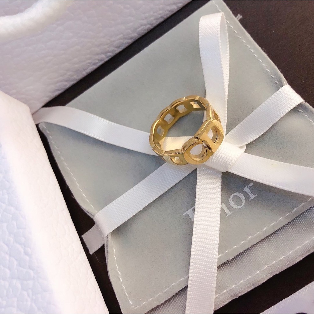 Nhẫn đeo tay Dior mạ vàng/bạc 925 thiết kế đơn giản phong cách Hàn Quốc thời trang cho nữ