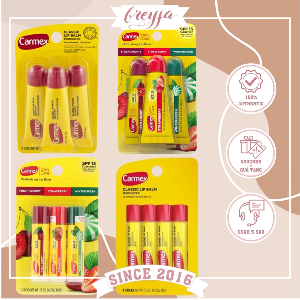 Son Dưỡng môi Carmex Ultra Smooth Lip Balm nhập Mỹ đủ loại, Son Dưỡng Không Màu, Chống Khô Môi, Nứt Nẻ Môi, Dưỡng Ẩm Môi