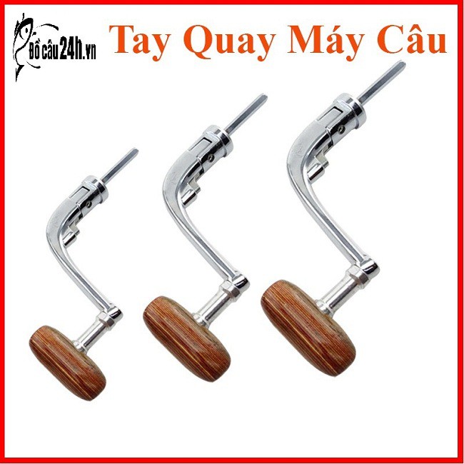 Tay quay máy câu núm gỗ tay quay máy câu shimano kim loại