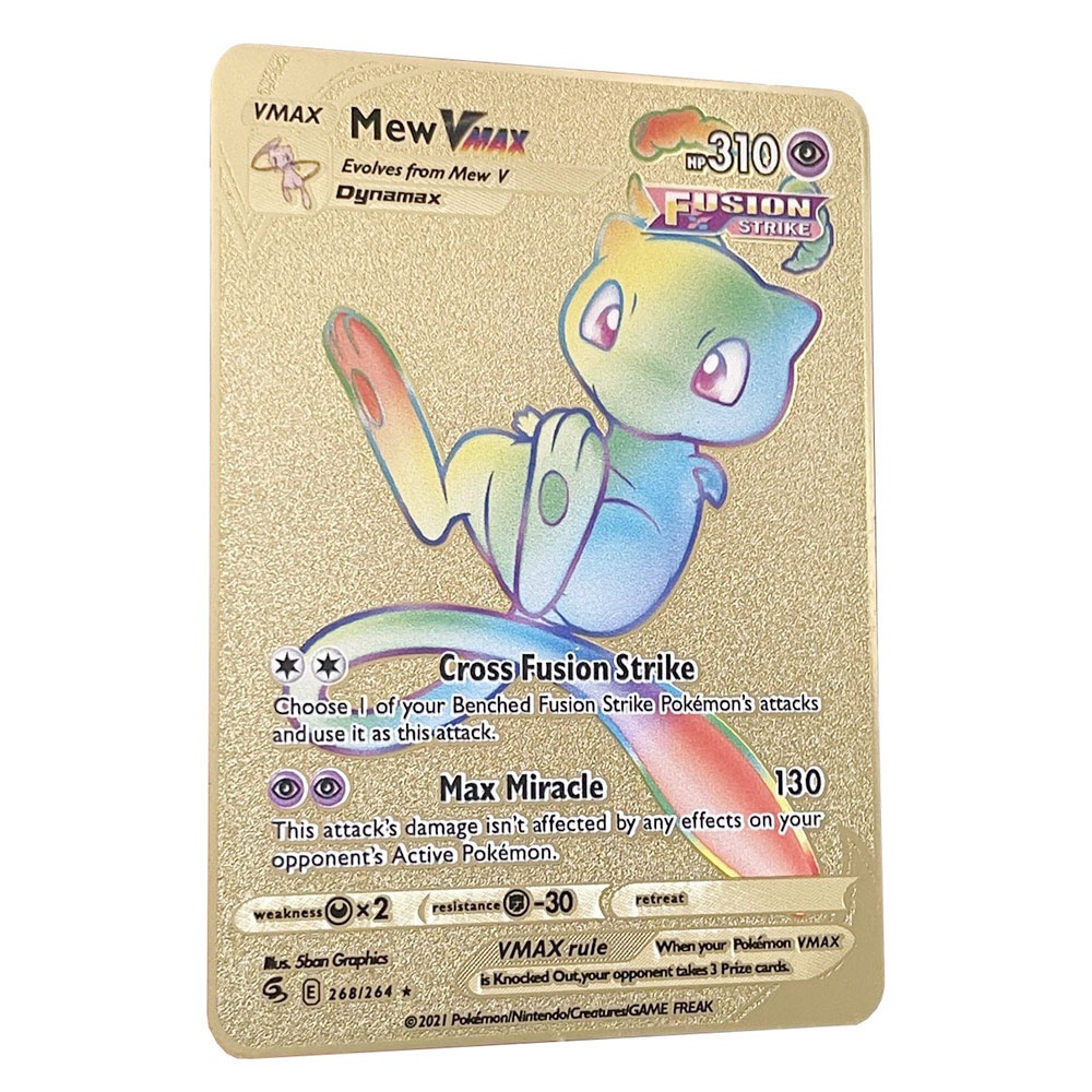 Rainbow Mew Vmax 10000 HP Arceus Golden Pokemon cards in English iron Metal Pokmo letters kids gift game collection