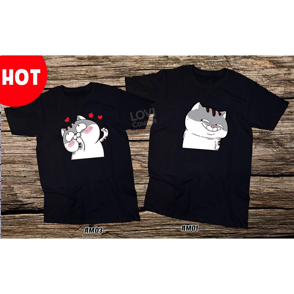 Mẫu áo thun cặp đôi mèo Ami dễ thương HOT nhất 2019 giá rẻ đẹp / uy tín chất lượng