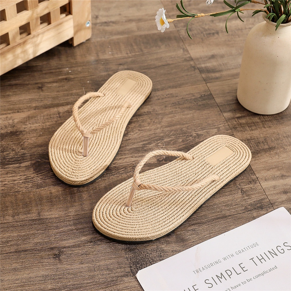 Dép Xỏ Ngón Đế Bằng Giả Rơm Thời Trang Đi Biển Mùa Hè Phong Cách Mới Cho Nữ