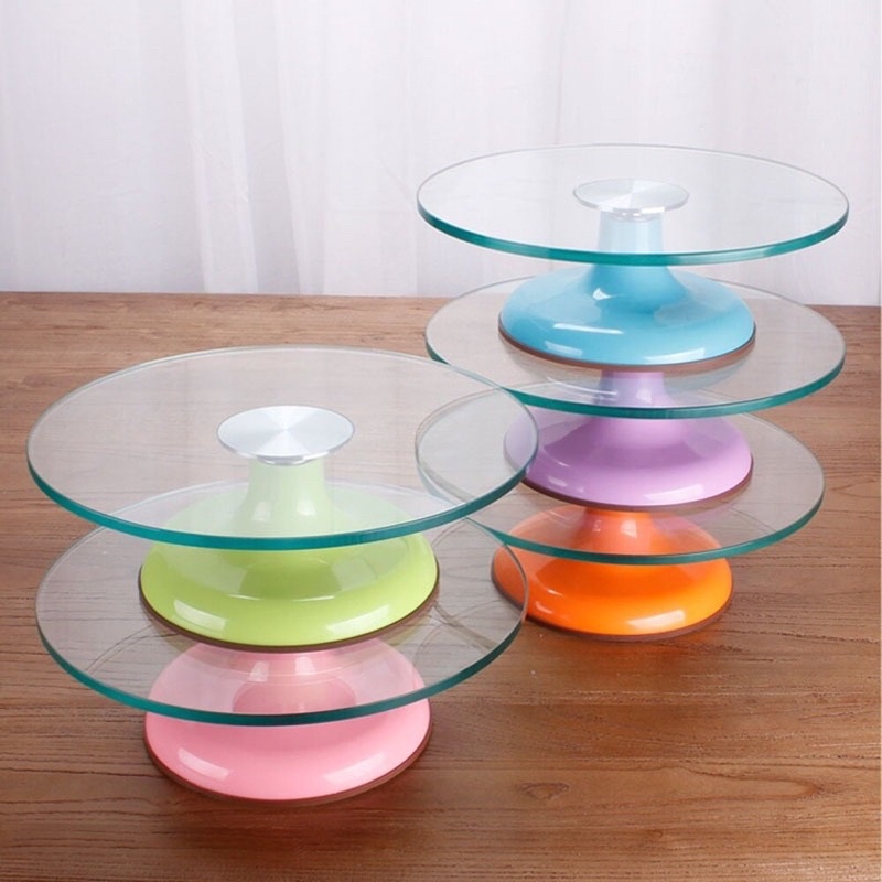 Bàn xoay kính làm bánh đường kính mặt xoay 30cm x cao 10 cm