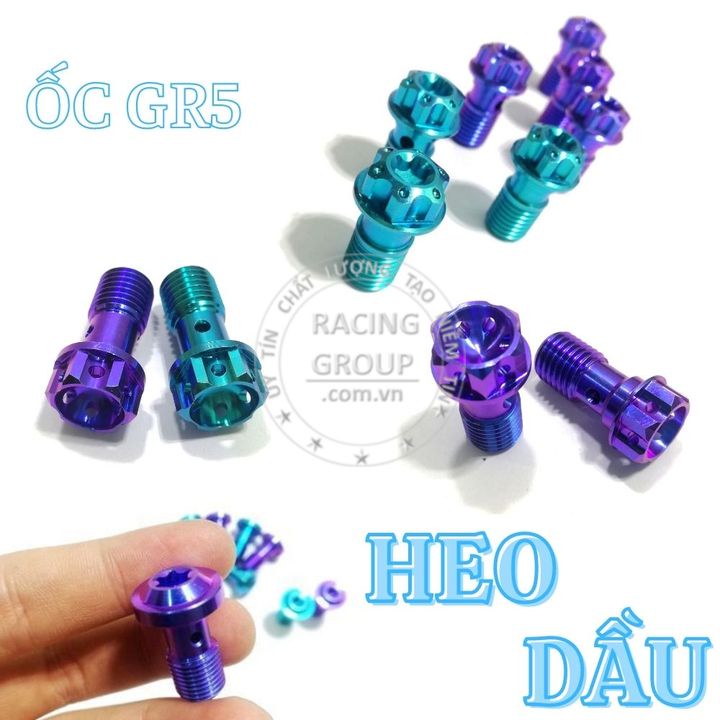 Ốc heo dầu GR5 đầu vương miện, đầu dù, salaya, probol, răng nhuyễn/răng thưa heo nissin/brem gắn nhiều dòng xe