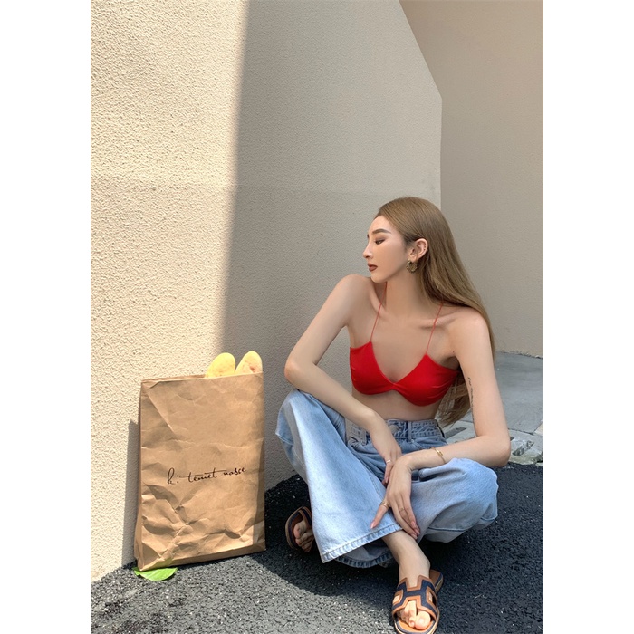 Áo Hai Dây Cổ Thấp Phong Cách Mỹ Quyến Rũ Cho Nữ