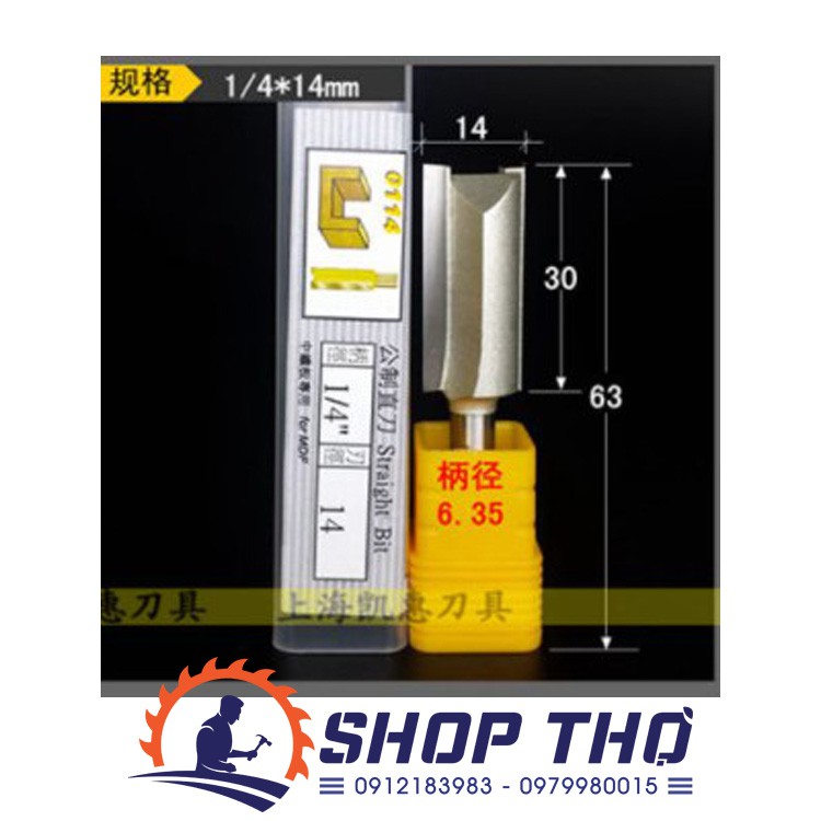 Mũi phay đánh rãnh ARDEN 0114 cốt 6.35 từ 3-15mm