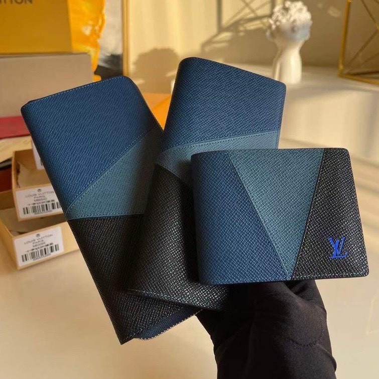 👝HIGH FASHION👝 Ví cao cấp khóa - dài - ngắn - đụng thẻ LV Paris xanh on web da thật phối màu fullbox MLN