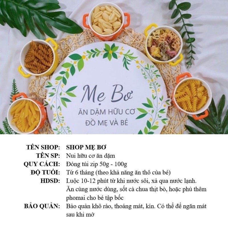 [MẸ BƠ] NUI HỮU CƠ CHO BÉ ĂN DẶM GÓI NHỎ 50g - 100g | BigBuy360 - bigbuy360.vn