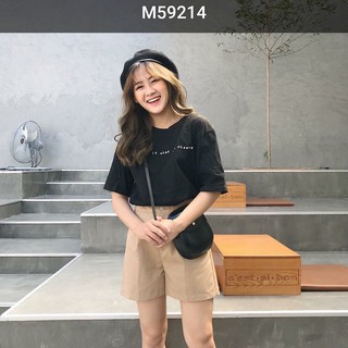 set short nude áo đen chữ