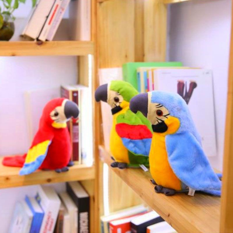 23cm Musical plush Talking Parrot Plush Toy Cute Speaking Record Repeats Waving Wings Electric Bird Stuffed Plush Toy Kids Birthday Gift