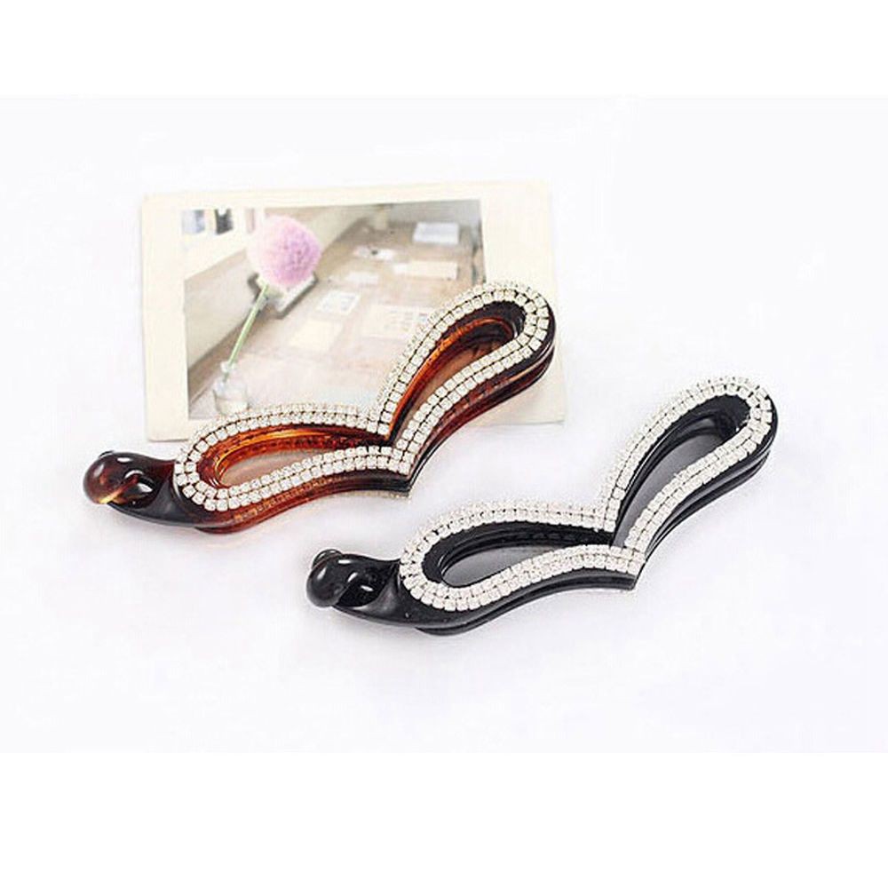 Kẹp tóc Acrylic hình trái tim khảm đá lấp lánh thanh lịch cho nữ