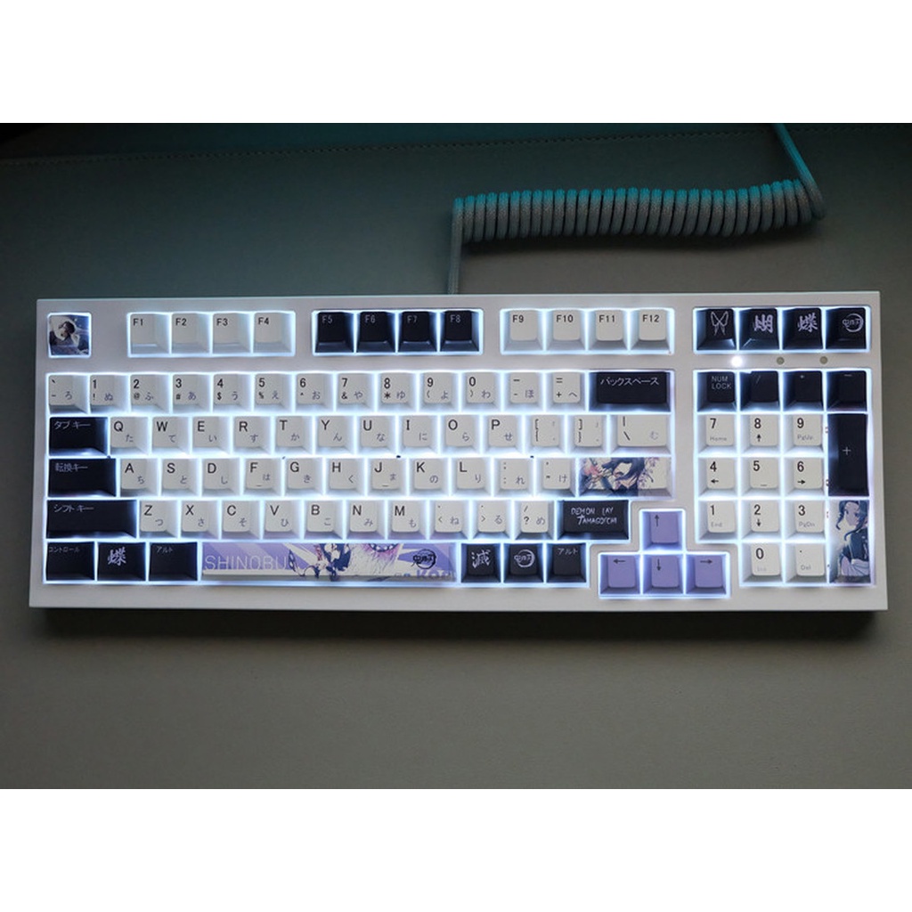 Kochou Shinobu Keycap Cherry Hồ sơ Anime Demon Slayer Chủ đề Keycap PBT Thuốc nhuộm Thăng hoa Bàn phím cơ Keycap 137 Phím