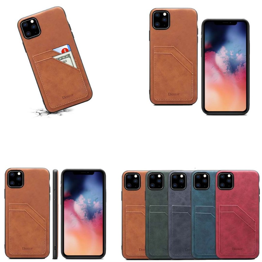 KDS Ốp điện thoại bọc da có ngăn đựng thẻ nhiều mẫu mã cho iPhone 12 11 Pro Max Xs Max XR X 7 8 Plus