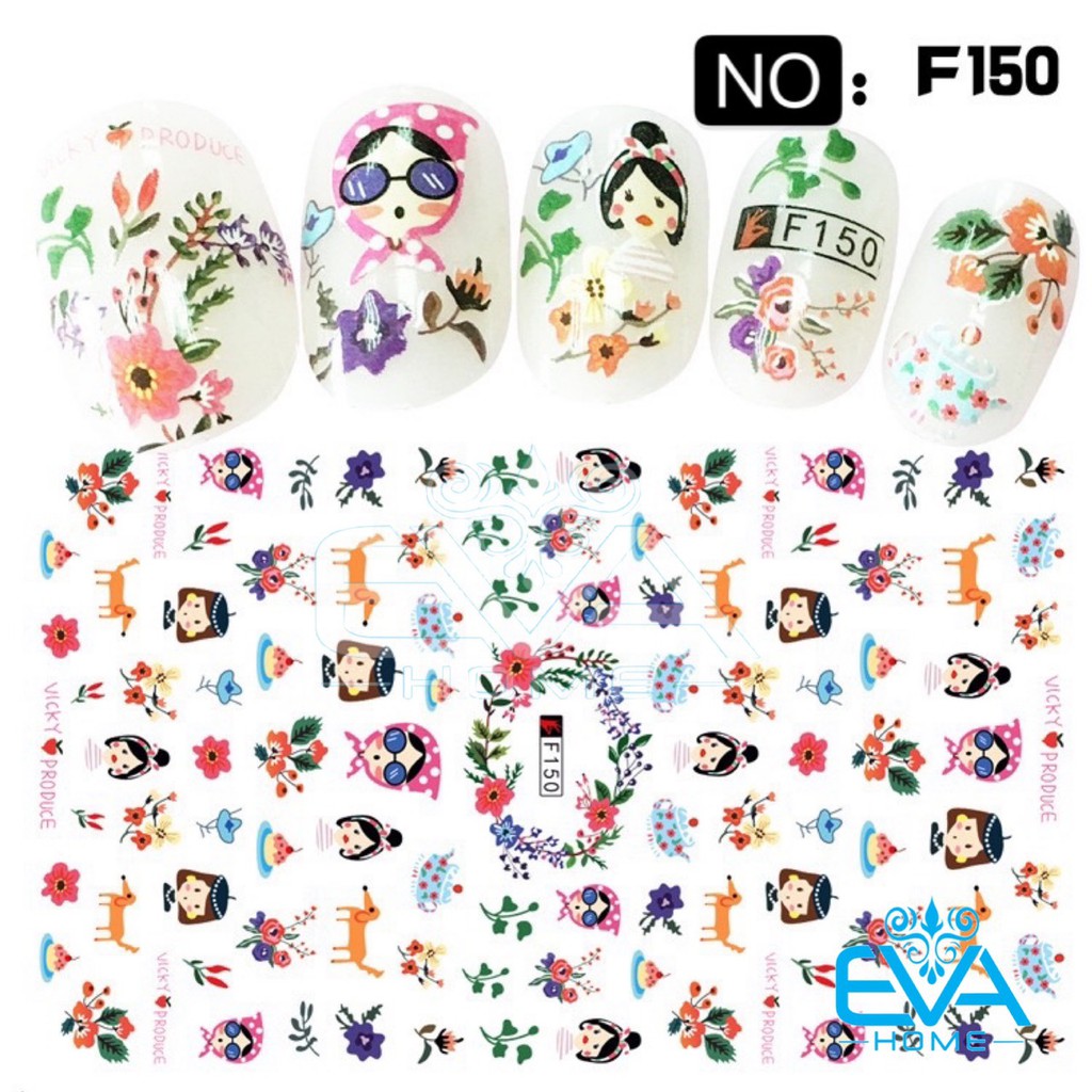 Decal Dán Móng Tay 3D Nail Sticker Hoạ Tiết Hoạt Hình Vicky Produce F150