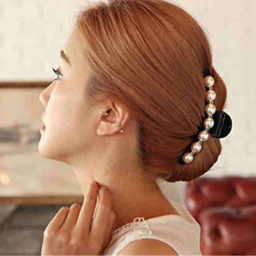 Kẹp tóc đính đá và ngọc trai giả sang trọng cho nữ