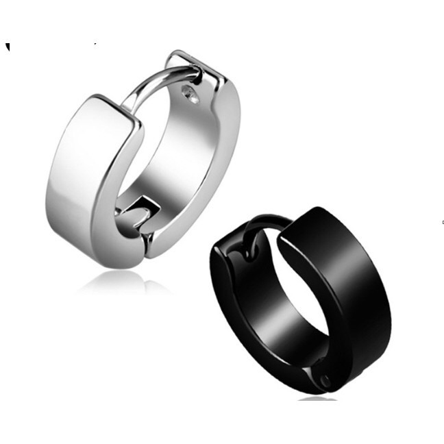 bông tai titan thép y tế tròn đai dày không dị ứng
