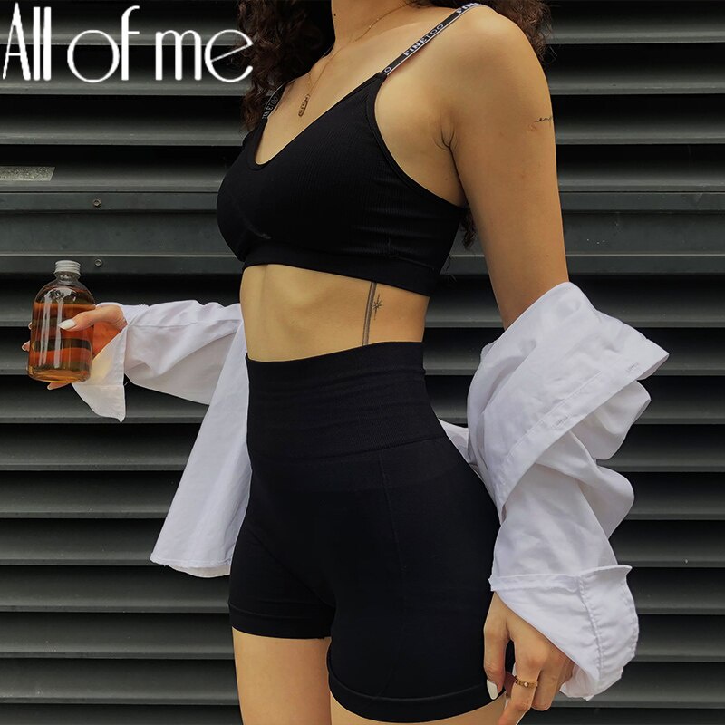 Bộ đồ lót áo ngực đen + quần short CUTEBYTE lưng cao không đường may thời trang quyến rũ cho nữ