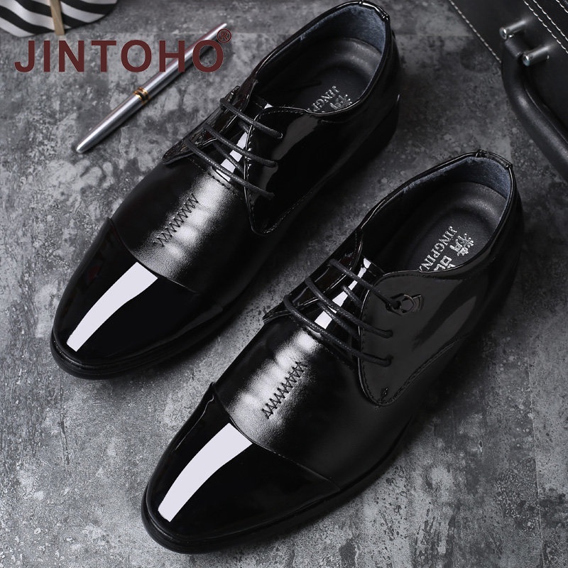 [JINTOHO] Giày Da Mũi Nhọn Cột Dây Trang Trọng Thời Trang Công Sở Cho Nam